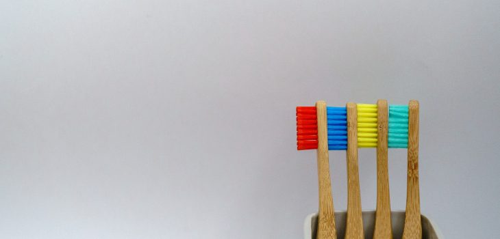 4 colorful toothbrushes
